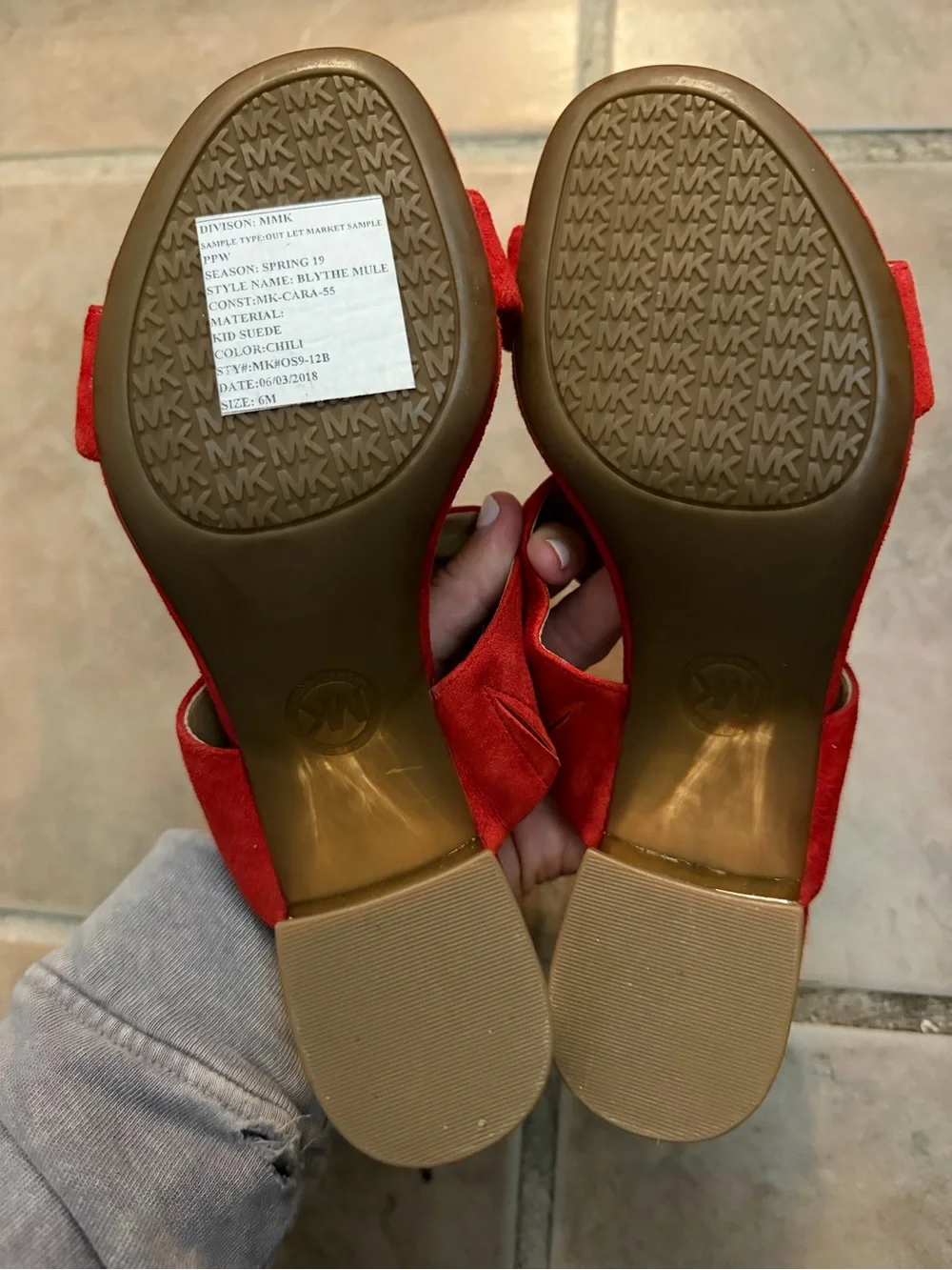 Michael Kors Suede Blythe Mule Sandals in Chili Red